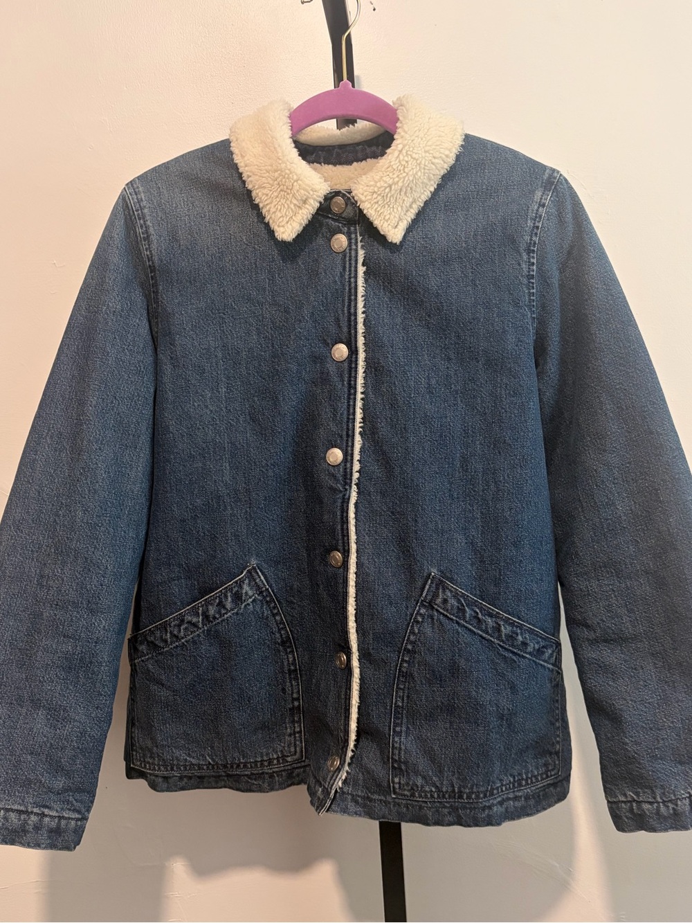 Vintage Jcrew Denim Sherpa Collar Lined denim blue Jacket